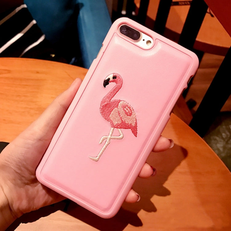 For iPhone 8 Plus & 7 Plus   Flamingo Pattern PU Protective Case