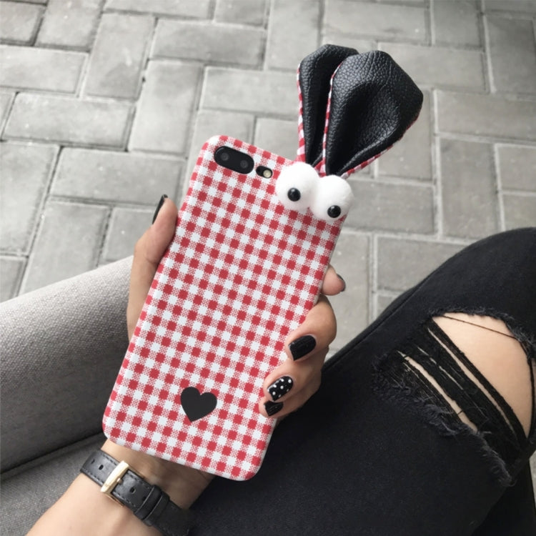 For iPhone 8 Plus & 7 Plus   Rabbit ears Grid Pattern PC Protective Case