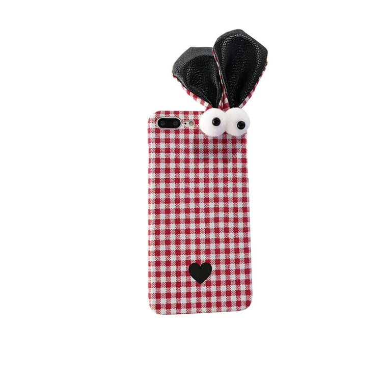For iPhone 8 Plus & 7 Plus   Rabbit ears Grid Pattern PC Protective Case
