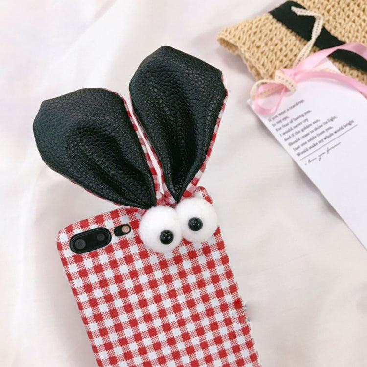 For iPhone 8 Plus & 7 Plus   Rabbit ears Grid Pattern PC Protective Case