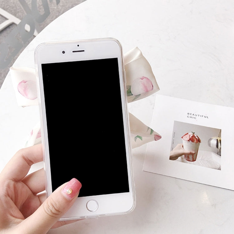 For iPhone 8 Plus & 7 Plus   Fresh Style 3D Bowknot Fruit Pattern Shockproof Protective Back Cover Case(White)