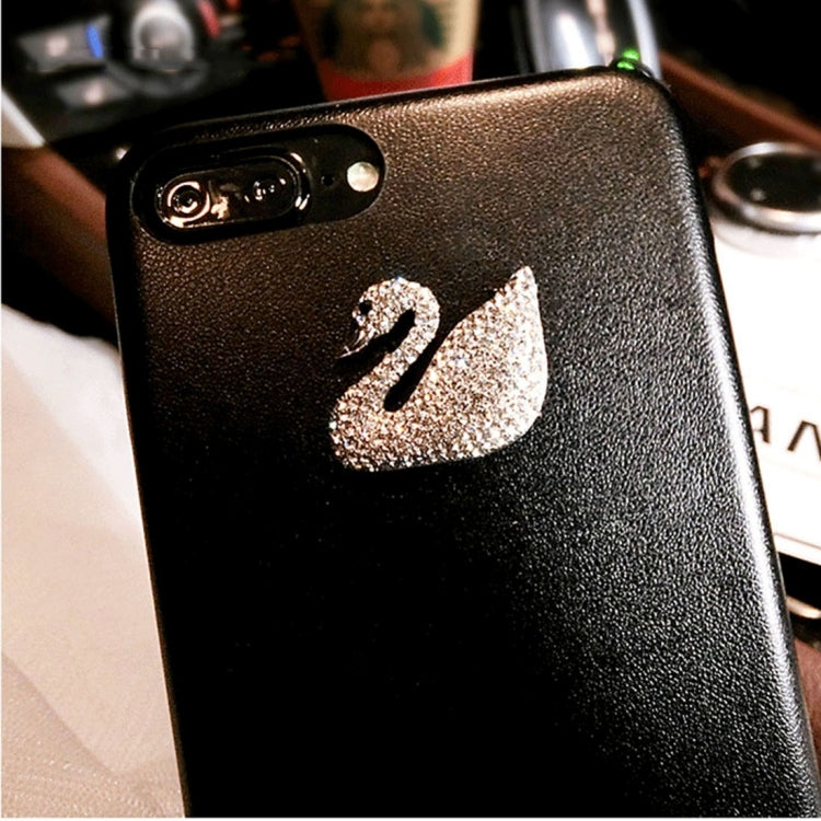 For iPhone 8 Plus & 7 Plus   Trendy Style Diamond Swan Pattern Shockproof Protective Back Cover Case with Lanyard