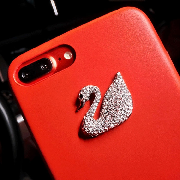 For iPhone 8 Plus & 7 Plus   Trendy Style Diamond Swan Pattern Shockproof Protective Back Cover Case with Lanyard