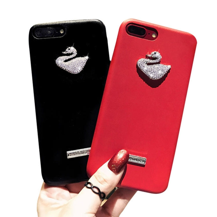 For iPhone 8 Plus & 7 Plus   Trendy Style Diamond Swan Pattern Shockproof Protective Back Cover Case with Lanyard