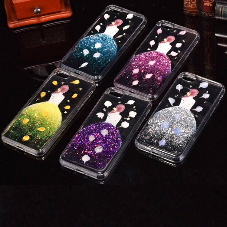 For iPhone 8 Plus & 7 Plus   Epoxy Dripping Pressed Real Dried Falling Flowers Glitter Powder Girl Soft TPU Protective Case Back Cover