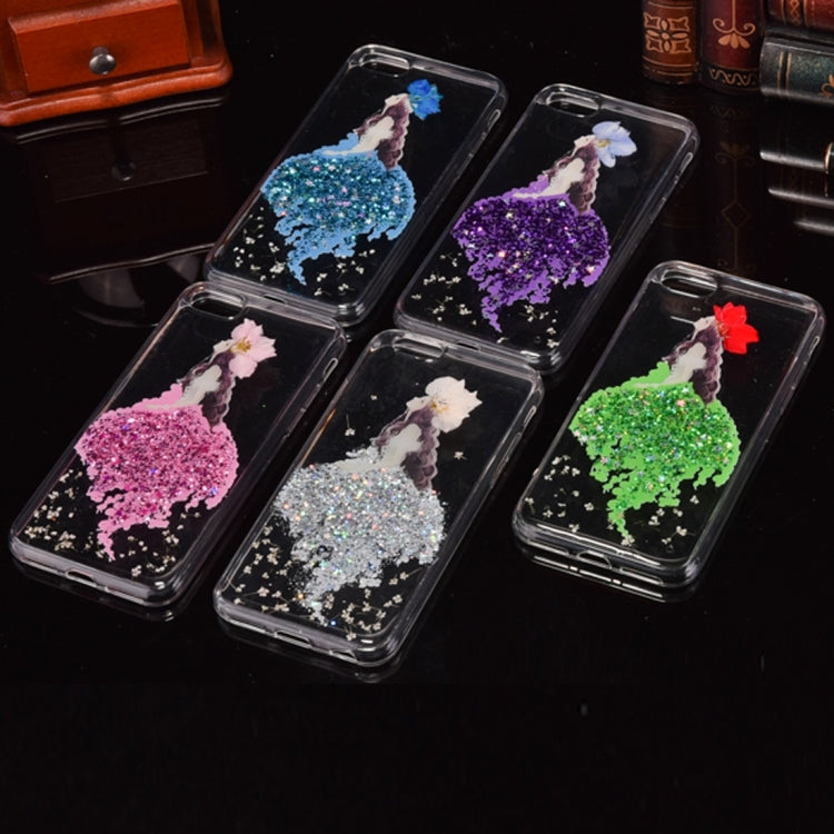 For iPhone 8 Plus & 7 Plus   Epoxy Dripping Pressed Real Dried Flower Glitter Powder Mermaid Soft TPU Protective Case Back Cover