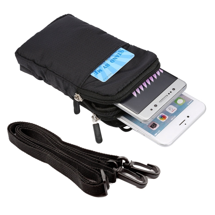 Universal Multi-function Plaid Texture Double Layer Zipper Sports Waist Bag / Shoulder Bag for iPhone X  & 7 & 7 Plus / Galaxy