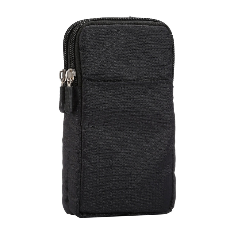 Universal Multi-function Plaid Texture Double Layer Zipper Sports Waist Bag / Shoulder Bag for iPhone X  & 7 & 7 Plus / Galaxy