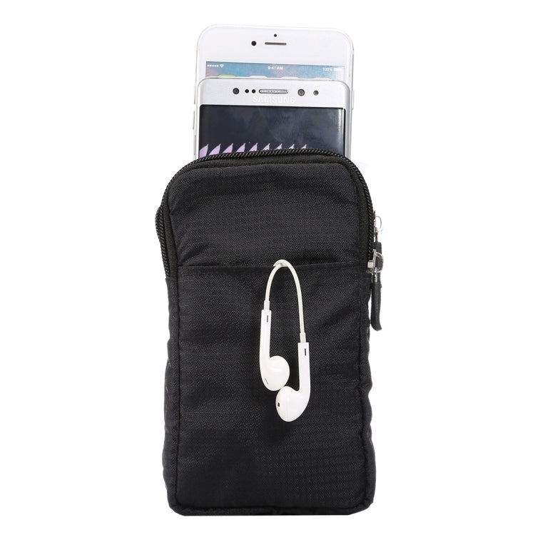 Universal Multi-function Plaid Texture Double Layer Zipper Sports Waist Bag / Shoulder Bag for iPhone X  & 7 & 7 Plus / Galaxy