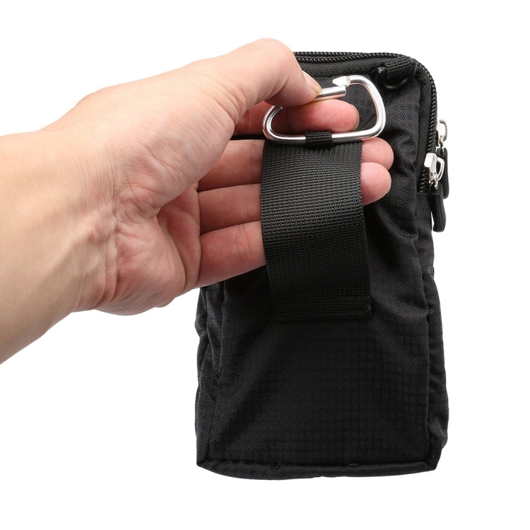 Universal Multi-function Plaid Texture Double Layer Zipper Sports Waist Bag / Shoulder Bag for iPhone X  & 7 & 7 Plus / Galaxy