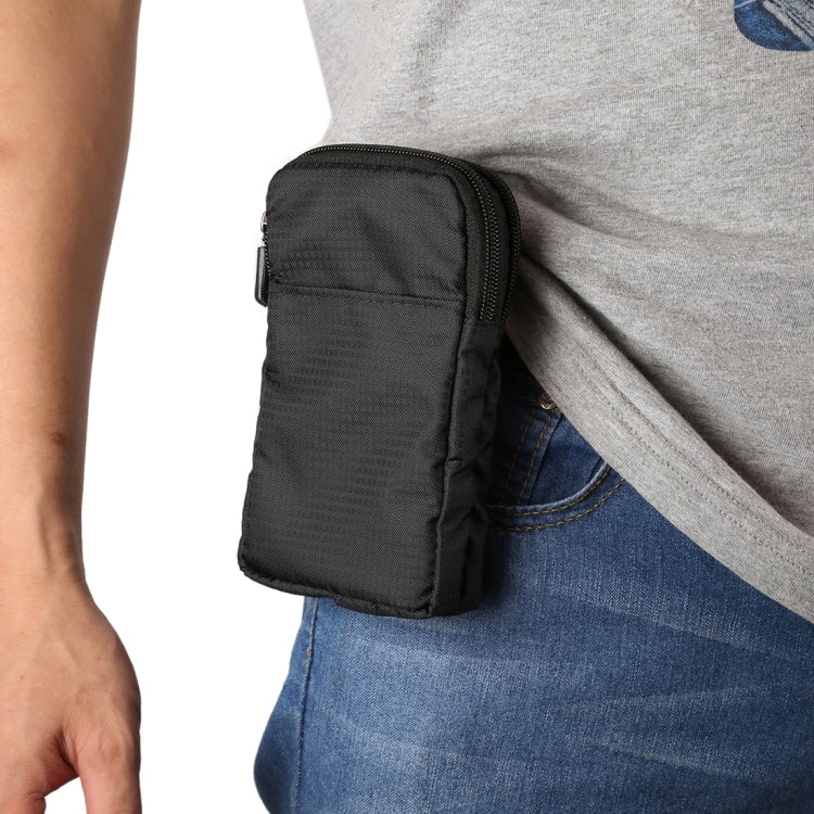 Universal Multi-function Plaid Texture Double Layer Zipper Sports Waist Bag / Shoulder Bag for iPhone X  & 7 & 7 Plus / Galaxy