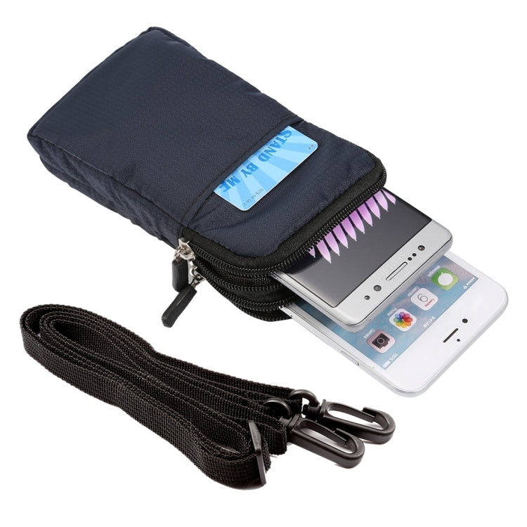 Universal Multi-function Plaid Texture Double Layer Zipper Sports Waist Bag / Shoulder Bag for iPhone X  & 7 & 7 Plus / Galaxy