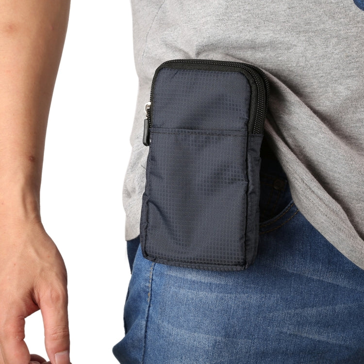 Universal Multi-function Plaid Texture Double Layer Zipper Sports Waist Bag / Shoulder Bag for iPhone X  & 7 & 7 Plus / Galaxy