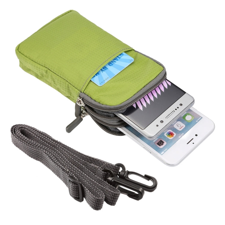 Universal Multi-function Plaid Texture Double Layer Zipper Sports Waist Bag / Shoulder Bag for iPhone X  & 7 & 7 Plus / Galaxy
