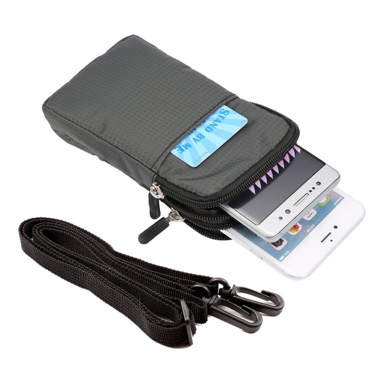 Universal Multi-function Plaid Texture Double Layer Zipper Sports Waist Bag / Shoulder Bag for iPhone X  & 7 & 7 Plus / Galaxy