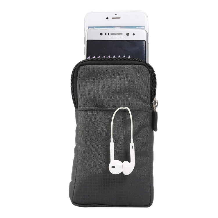 Universal Multi-function Plaid Texture Double Layer Zipper Sports Waist Bag / Shoulder Bag for iPhone X  & 7 & 7 Plus / Galaxy