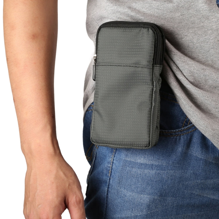 Universal Multi-function Plaid Texture Double Layer Zipper Sports Waist Bag / Shoulder Bag for iPhone X  & 7 & 7 Plus / Galaxy
