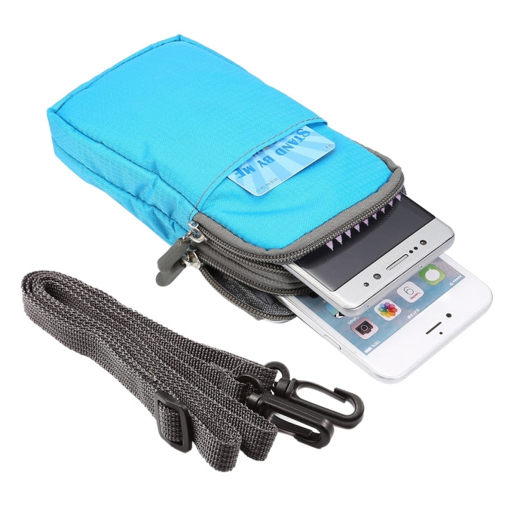 Universal Multi-function Plaid Texture Double Layer Zipper Sports Waist Bag / Shoulder Bag for iPhone X  & 7 & 7 Plus / Galaxy