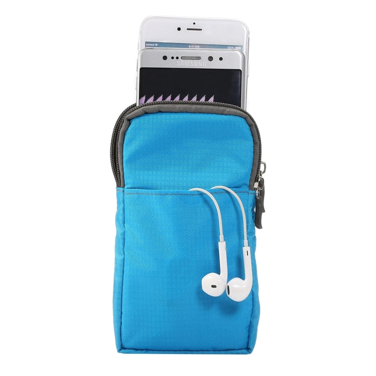 Universal Multi-function Plaid Texture Double Layer Zipper Sports Waist Bag / Shoulder Bag for iPhone X  & 7 & 7 Plus / Galaxy