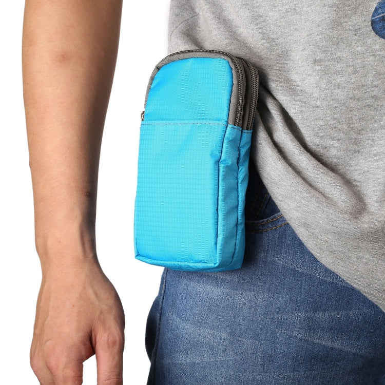 Universal Multi-function Plaid Texture Double Layer Zipper Sports Waist Bag / Shoulder Bag for iPhone X  & 7 & 7 Plus / Galaxy