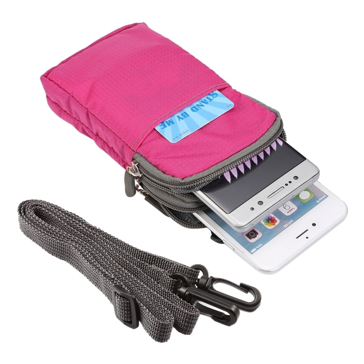 Universal Multi-function Plaid Texture Double Layer Zipper Sports Waist Bag / Shoulder Bag for iPhone X  & 7 & 7 Plus / Galaxy