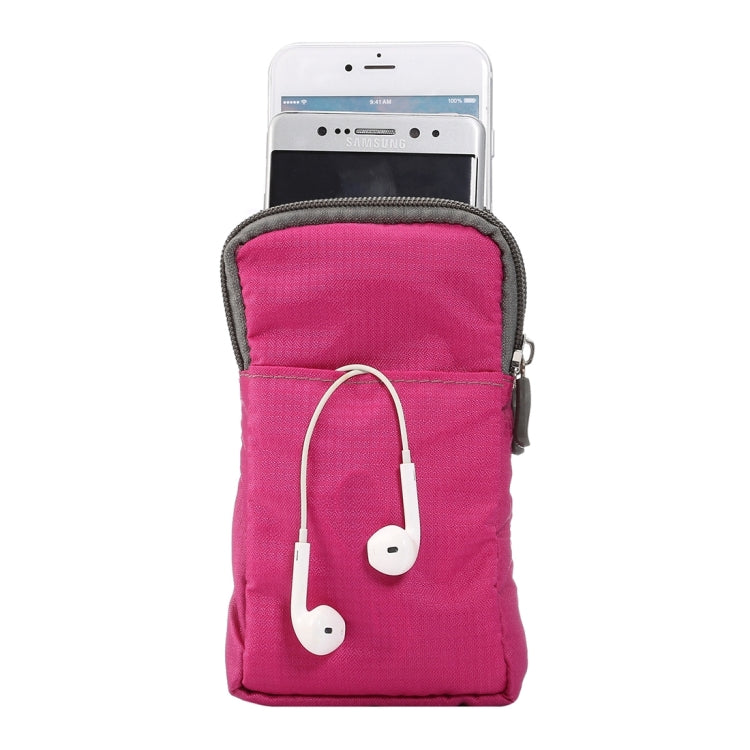 Universal Multi-function Plaid Texture Double Layer Zipper Sports Waist Bag / Shoulder Bag for iPhone X  & 7 & 7 Plus / Galaxy