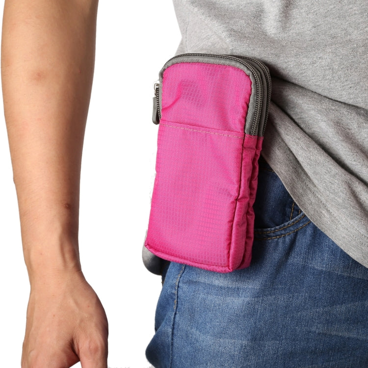 Universal Multi-function Plaid Texture Double Layer Zipper Sports Waist Bag / Shoulder Bag for iPhone X  & 7 & 7 Plus / Galaxy