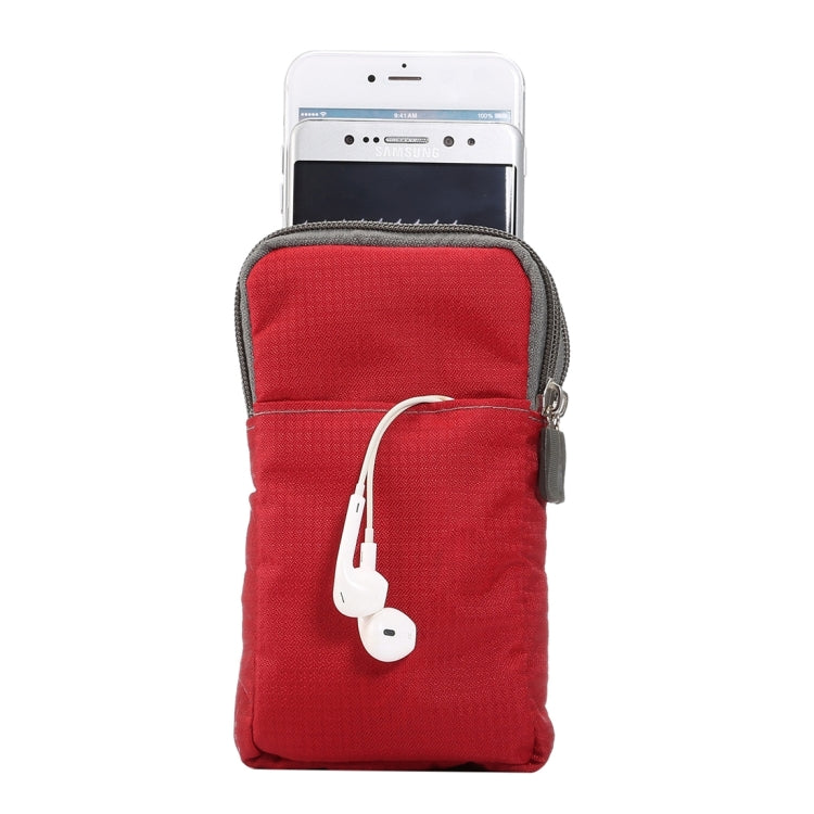 Universal Multi-function Plaid Texture Double Layer Zipper Sports Waist Bag / Shoulder Bag for iPhone X  & 7 & 7 Plus / Galaxy