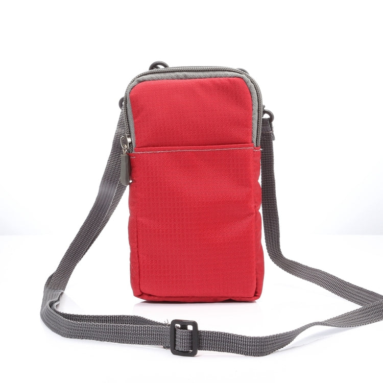 Universal Multi-function Plaid Texture Double Layer Zipper Sports Waist Bag / Shoulder Bag for iPhone X  & 7 & 7 Plus / Galaxy