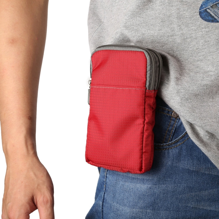 Universal Multi-function Plaid Texture Double Layer Zipper Sports Waist Bag / Shoulder Bag for iPhone X  & 7 & 7 Plus / Galaxy