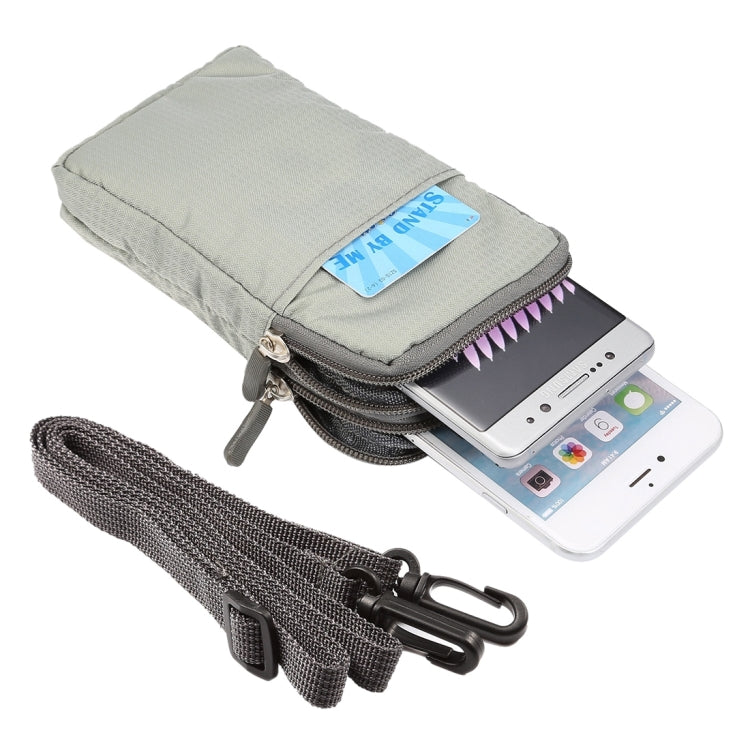 Universal Multi-function Plaid Texture Double Layer Zipper Sports Waist Bag / Shoulder Bag for iPhone X  & 7 & 7 Plus / Galaxy