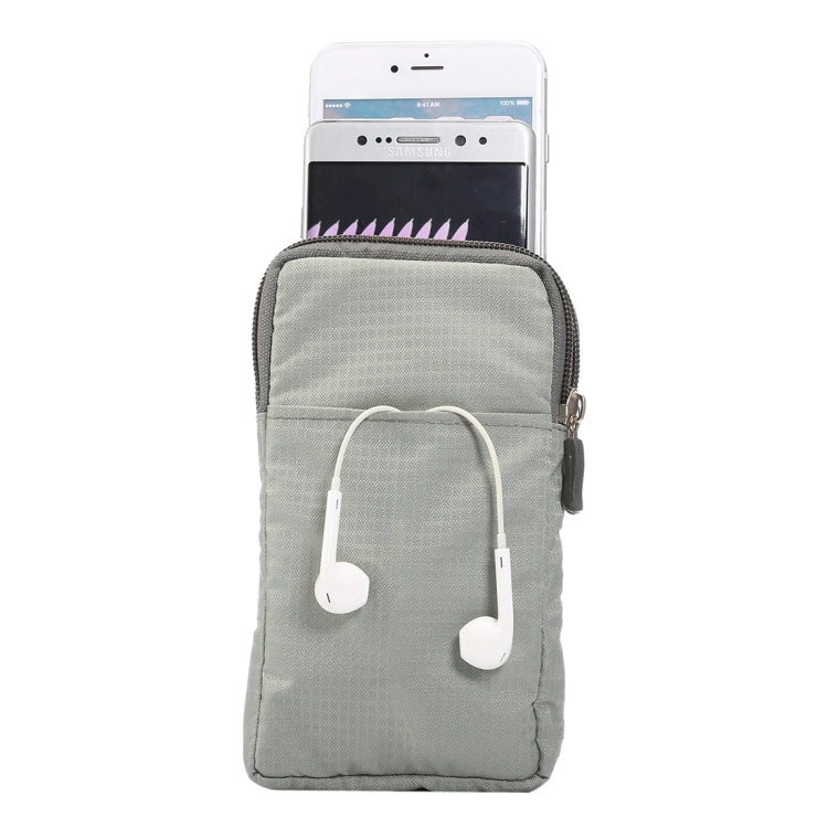 Universal Multi-function Plaid Texture Double Layer Zipper Sports Waist Bag / Shoulder Bag for iPhone X  & 7 & 7 Plus / Galaxy