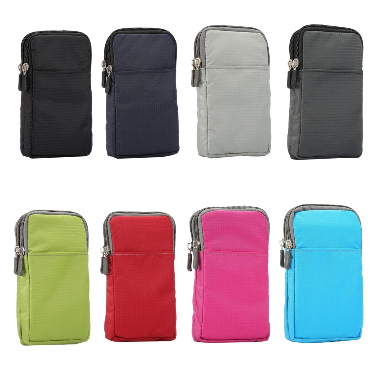 Universal Multi-function Plaid Texture Double Layer Zipper Sports Waist Bag / Shoulder Bag for iPhone X  & 7 & 7 Plus / Galaxy
