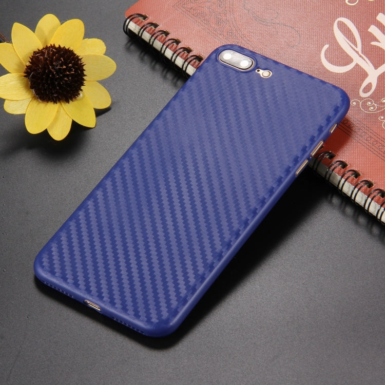 For iPhone 8 Plus & 7 Plus   Carbon Fibre Texture PP Protective Back Cover Case
