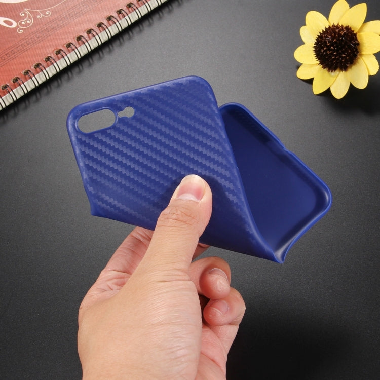 For iPhone 8 Plus & 7 Plus   Carbon Fibre Texture PP Protective Back Cover Case