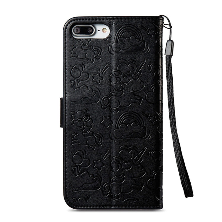 For iPhone 8 Plus & 7 Plus Embossed Horse Cloud Print Horizontal Flip Leather Case with Holder & Card Slots & Wallet & Lanyard