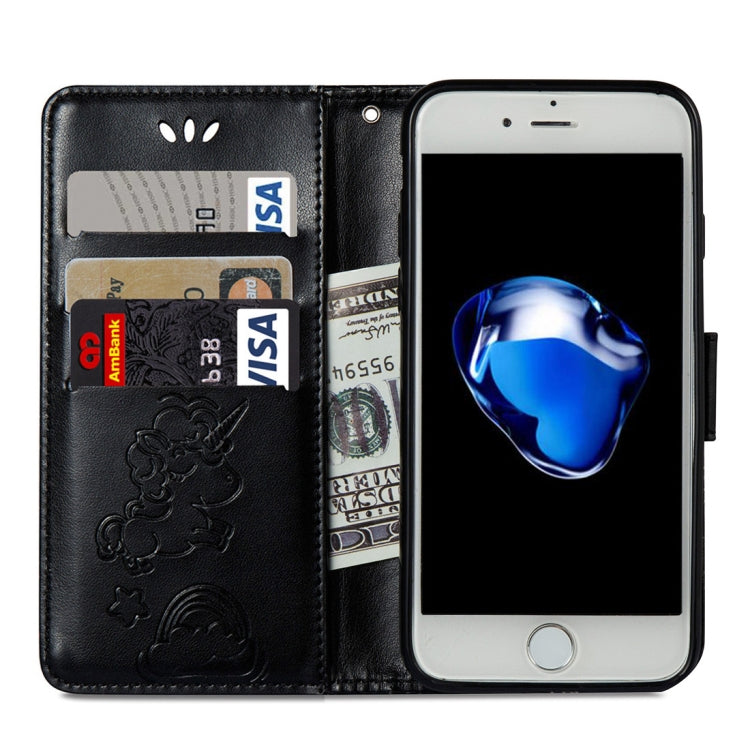 For iPhone 8 Plus & 7 Plus Embossed Horse Cloud Print Horizontal Flip Leather Case with Holder & Card Slots & Wallet & Lanyard