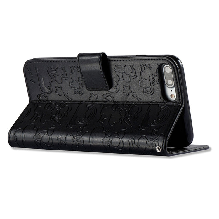 For iPhone 8 Plus & 7 Plus Embossed Horse Cloud Print Horizontal Flip Leather Case with Holder & Card Slots & Wallet & Lanyard