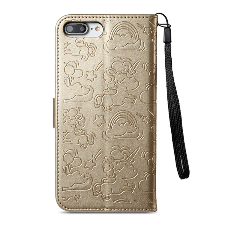 For iPhone 8 Plus & 7 Plus Embossed Horse Cloud Print Horizontal Flip Leather Case with Holder & Card Slots & Wallet & Lanyard
