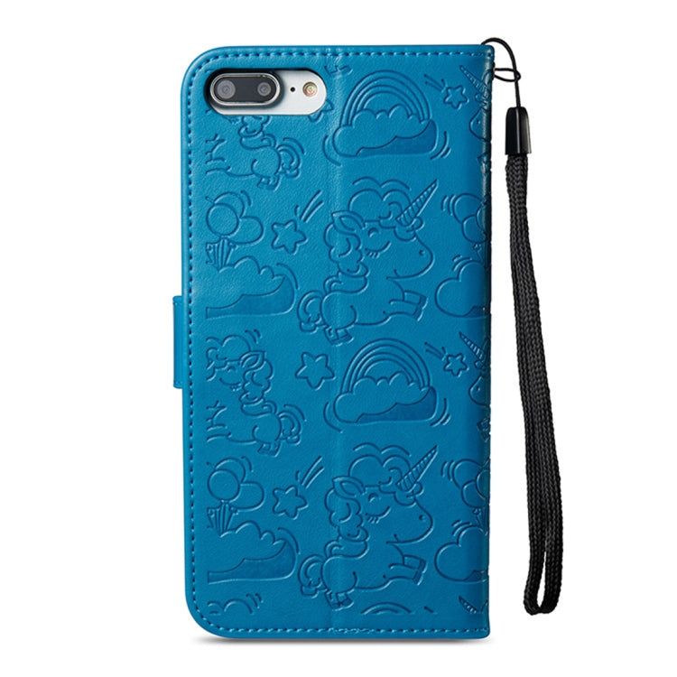 For iPhone 8 Plus & 7 Plus Embossed Horse Cloud Print Horizontal Flip Leather Case with Holder & Card Slots & Wallet & Lanyard