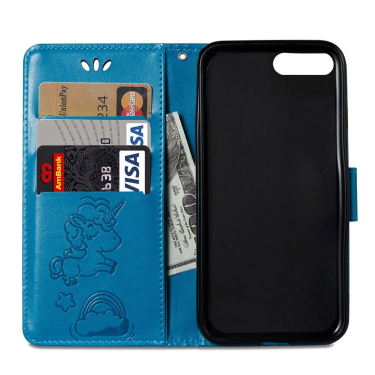For iPhone 8 Plus & 7 Plus Embossed Horse Cloud Print Horizontal Flip Leather Case with Holder & Card Slots & Wallet & Lanyard
