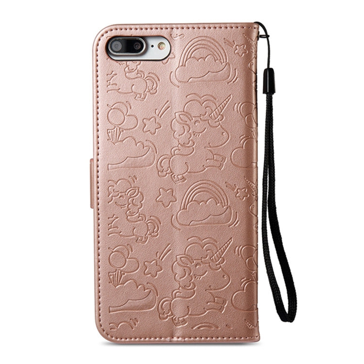 For iPhone 8 Plus & 7 Plus Embossed Horse Cloud Print Horizontal Flip Leather Case with Holder & Card Slots & Wallet & Lanyard