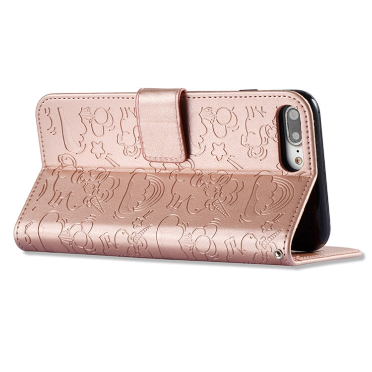 For iPhone 8 Plus & 7 Plus Embossed Horse Cloud Print Horizontal Flip Leather Case with Holder & Card Slots & Wallet & Lanyard