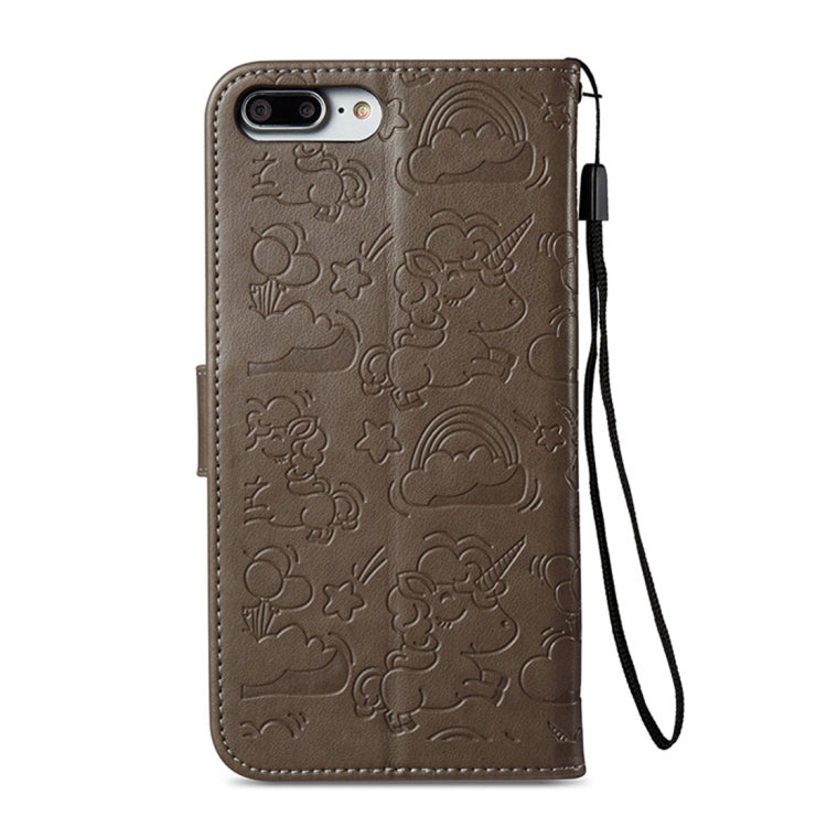 For iPhone 8 Plus & 7 Plus Embossed Horse Cloud Print Horizontal Flip Leather Case with Holder & Card Slots & Wallet & Lanyard