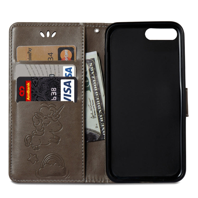 For iPhone 8 Plus & 7 Plus Embossed Horse Cloud Print Horizontal Flip Leather Case with Holder & Card Slots & Wallet & Lanyard
