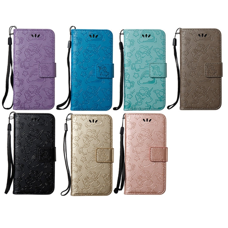 For iPhone 8 Plus & 7 Plus Embossed Horse Cloud Print Horizontal Flip Leather Case with Holder & Card Slots & Wallet & Lanyard