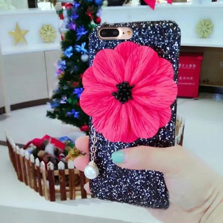 For iPhone 8 Plus & 7 Plus   3D Flowers Glitter Powder Sequins Protective Back Cover Case