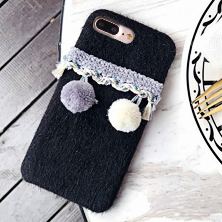 For iPhone 8 Plus & 7 Plus   Fur Ball Plush Cloth Soft Protective Back Cover Case