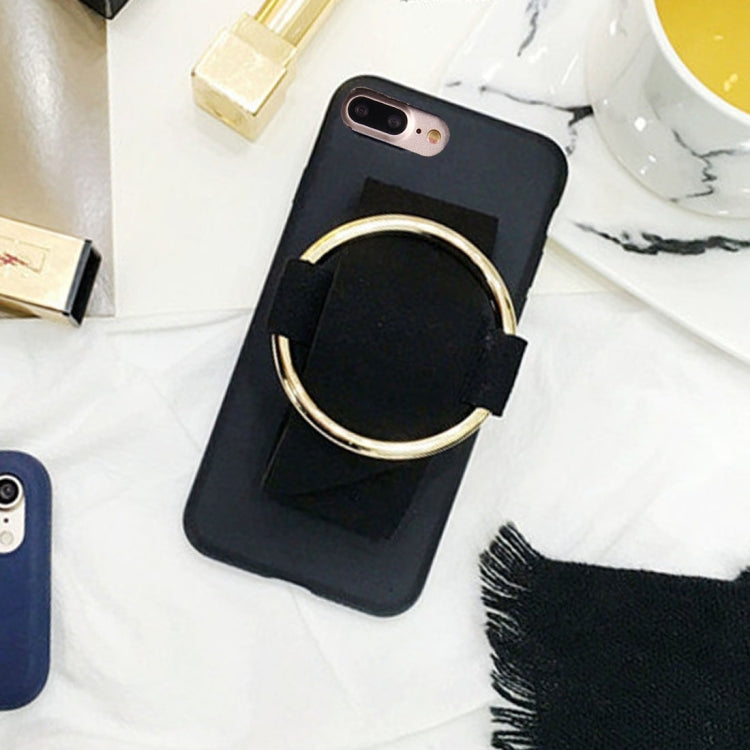 For iPhone 8 Plus & 7 Plus   Metal Ring Hand-Strap Soft TPU Protective Cover Case