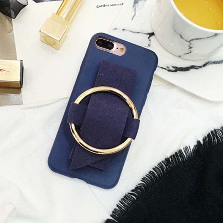 For iPhone 8 Plus & 7 Plus   Metal Ring Hand-Strap Soft TPU Protective Cover Case